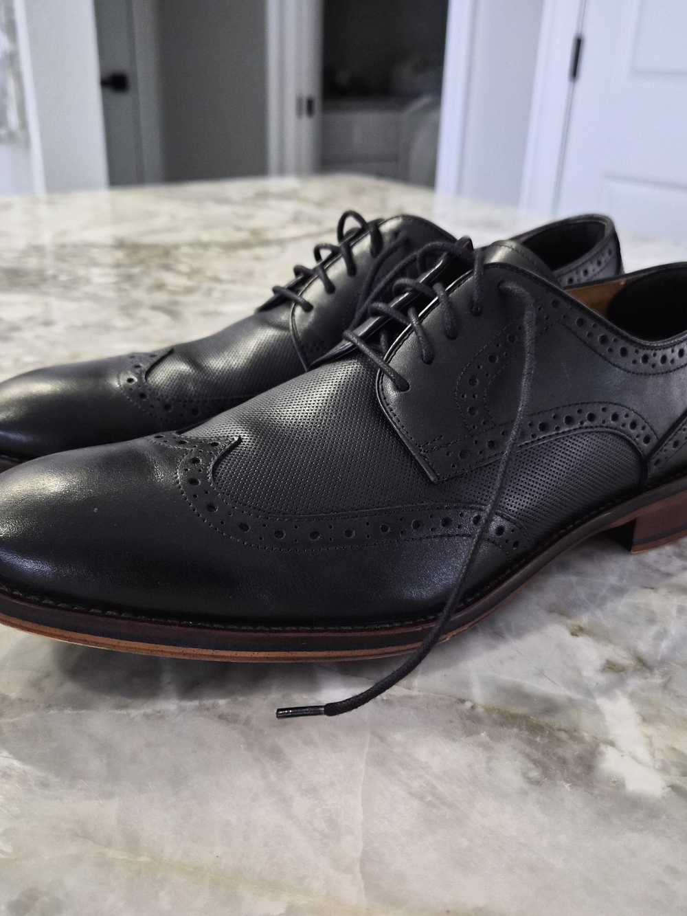 Johnston & Murphy Black Perforated Wingtip Oxfords